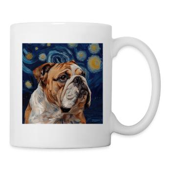 Bulldog, Dog, Van Gogh, Starry Night - Mug - white - Right