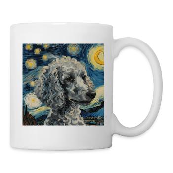 Caniche, Chien, Van Gogh, Nuit Étoilée - Mug blanc - blanc - Droite