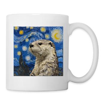 otter, Van Gogh, Sternennacht - Tasse - Weiß - Rechts