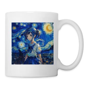 anime, anime mädchen, otaku, waifu, van gogh - Tasse - Weiß - Rechts