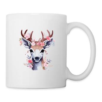 Sweet deer with flowers - Mug - white - Right