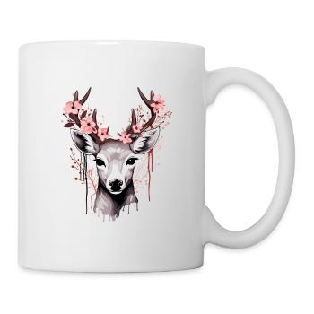 Cerf avec des bois de fleurs - Mug blanc - blanc - Droite