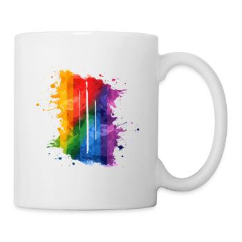 Regenbogen Kleckse Malerei - Tasse - Weiß - Rechts