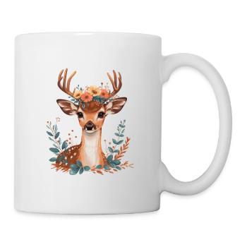 Deer with flowers on his head - Mug - white - Right