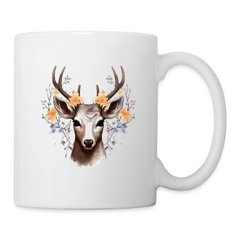 Cerf avec fond floral en forme de coeur - Mug blanc - blanc - Droite