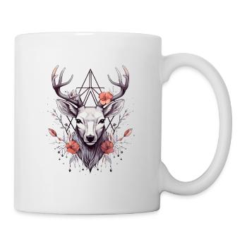 Cerf décoré de fleurs - Mug blanc - blanc - Droite