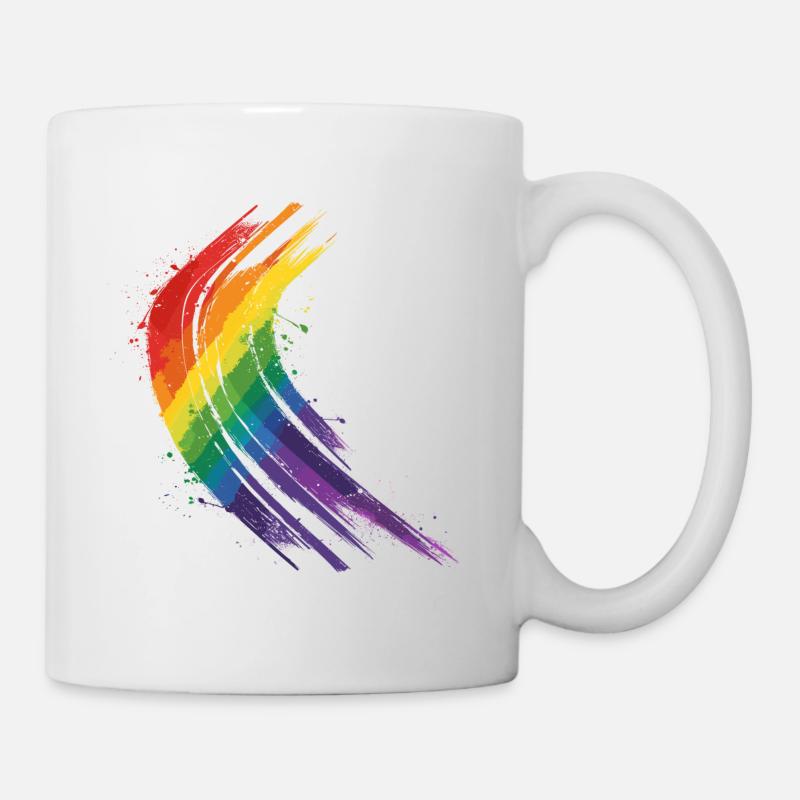 Regenbogen Pinselstrich - Tasse - Weiß