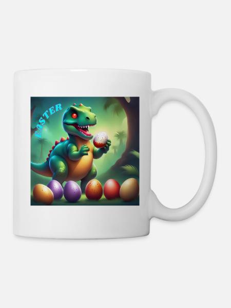 Adorable Dinosaur Red Eyes Easter - Mug - white