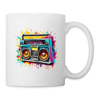 Radio / Analogique / Musique / Fréquence / Haut-parleurs - Mug blanc - blanc - Droite