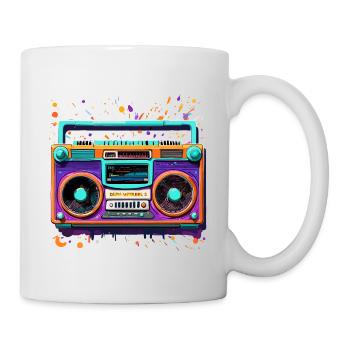 Radio / Analogique / Musique / Fréquence / Haut-parleurs - Mug blanc - blanc - Droite