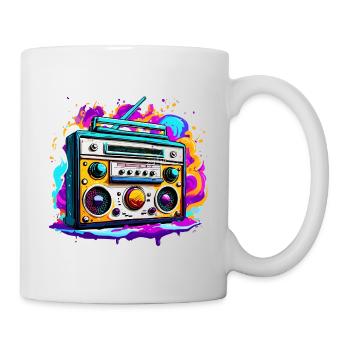 Radio / Analogique / Musique / Fréquence / Haut-parleurs - Mug blanc - blanc - Droite