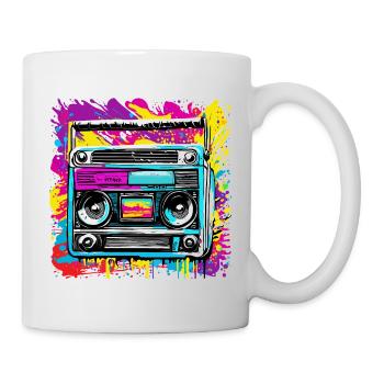 Radio / Analogique / Musique / Fréquence / Haut-parleurs - Mug blanc - blanc - Droite