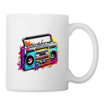Radio / Analogique / Musique / Fréquence / Haut-parleurs - Mug blanc - blanc - Droite