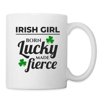Lucky & Fierce: Funny Irish Girl St Patricks Day - Mug - white - Right
