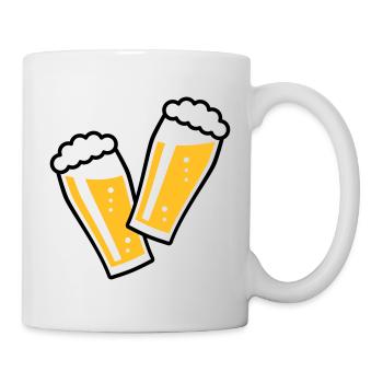 2 Biergläser Stoßen An (Bier / Willibecher / 2C) - Tasse - Weiß - Rechts