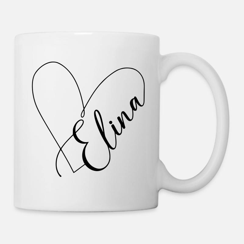 Elina Name Herzlinie - Tasse - Weiß