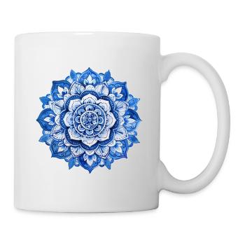 Blaues Mandala - Tasse - Weiß - Rechts