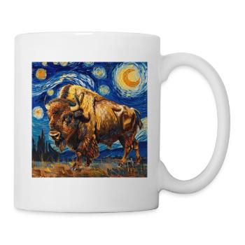 Bison, Buffalo, Animal, Van Gogh, Starry Night - Mug - white - Right