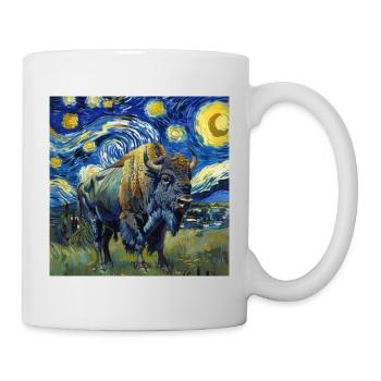 Bison, Buffalo, Animal, Van Gogh, Starry Night - Mug - white - Right