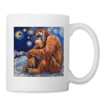 Orang-outan, singe, animal, Van Gogh, nuit étoilée - Mug blanc - blanc - Droite
