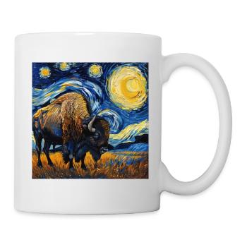 Bison, Buffalo, Animal, Van Gogh, Starry Night - Mug - white - Right