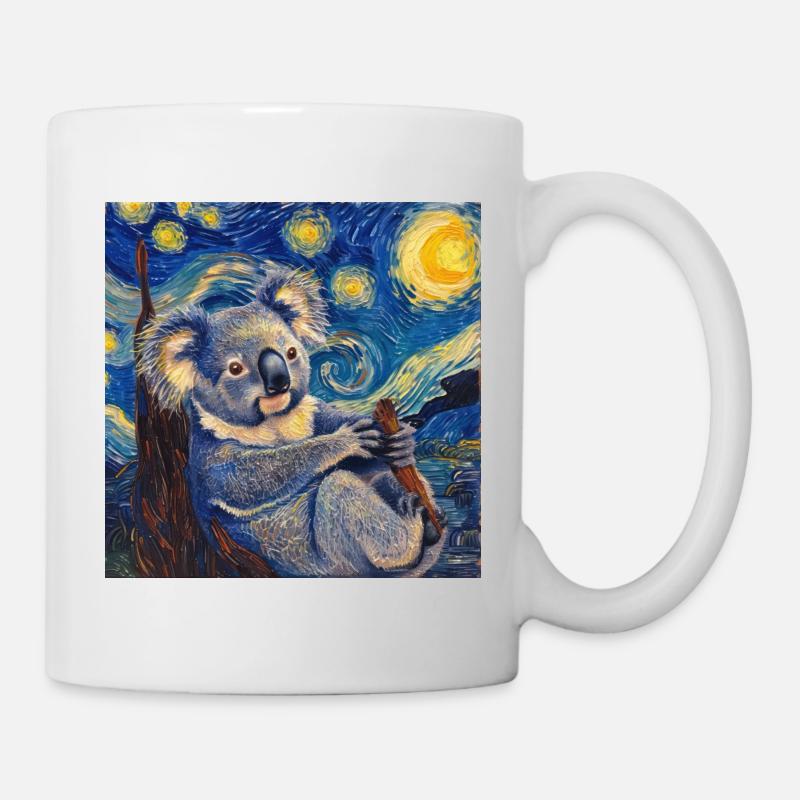 koala, van gogh, sternennacht, geschenk - Tasse - Weiß