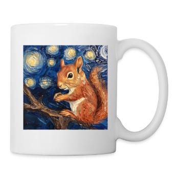 eichhörnchen, van gogh, sternennacht - Tasse - Weiß - Rechts