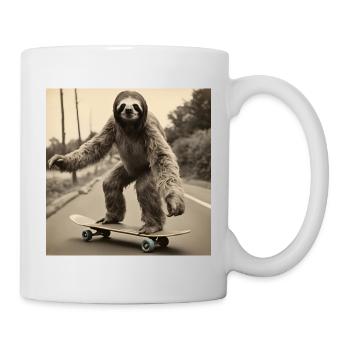 Paresseux / Animal / Photo / Drôle / Skateboard - Mug blanc - blanc - Droite