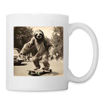 Paresseux / Animal / Photo / Drôle / Skateboard - Mug blanc - blanc - Droite
