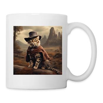 Chat / Animal / Photo / Sépia / Rétro / Cowboy - Mug blanc - blanc - Droite
