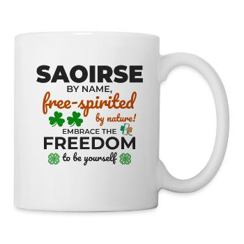 Funny Irish Girl Name: Saoirse - Free-Spirited - Mug - white - Right