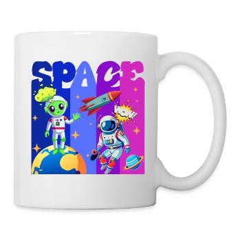 Space, Weltall, Alien, Astronaut - Tasse - Weiß - Rechts