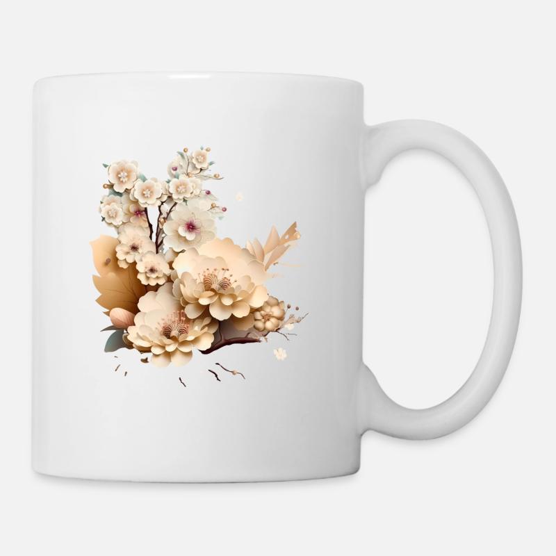 wundervolle Japan Blumen - Tasse - Weiß
