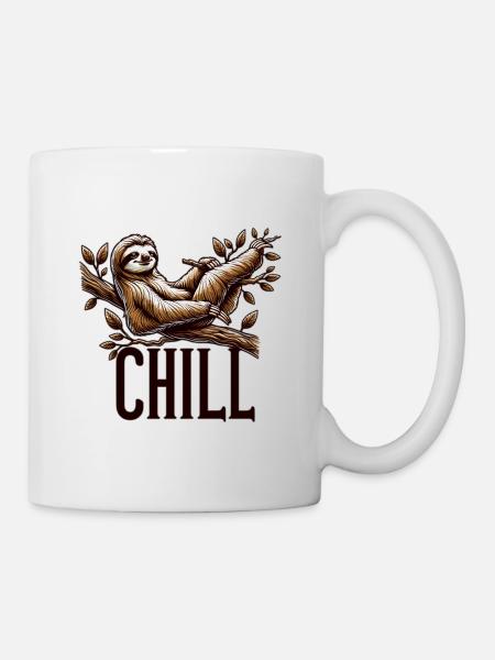 Chill - Faultier auf Ast - Tasse - Weiß