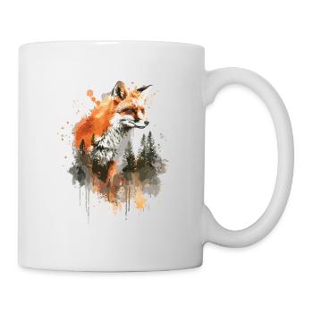 Aquarell Fuchs, Fuchs - Tasse - Weiß - Rechts