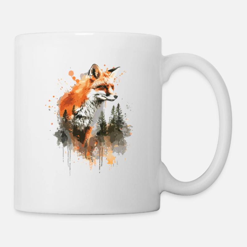 Watercolor Fox, Fox - Mug - white