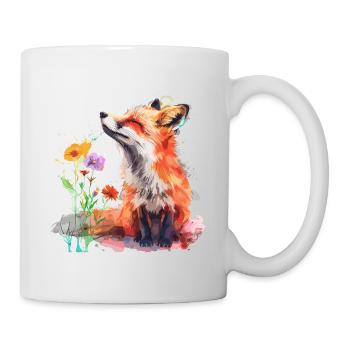 Aquarell Fuchs, Fuchs - Tasse - Weiß - Rechts