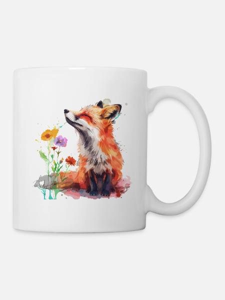 Renard aquarelle, Fox - Mug blanc - blanc