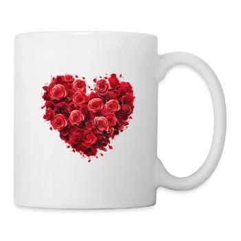 Herz Rosen - Tasse - Weiß - Rechts