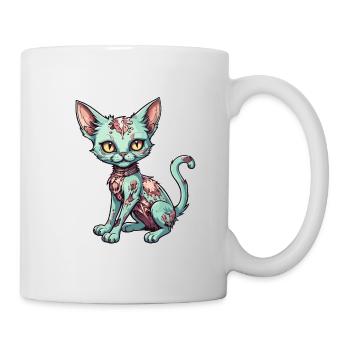 Illustration de chat zombie - Mug blanc - blanc - Droite