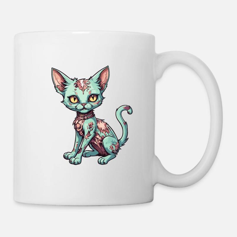 Zombie Katze Illustration - Tasse - Weiß