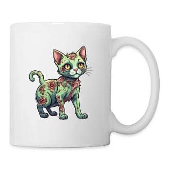 Illustration de chat zombie - Mug blanc - blanc - Droite