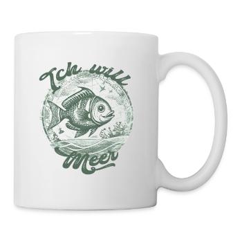 Ich will Meer - Vintage Fish - Tasse - Weiß - Rechts
