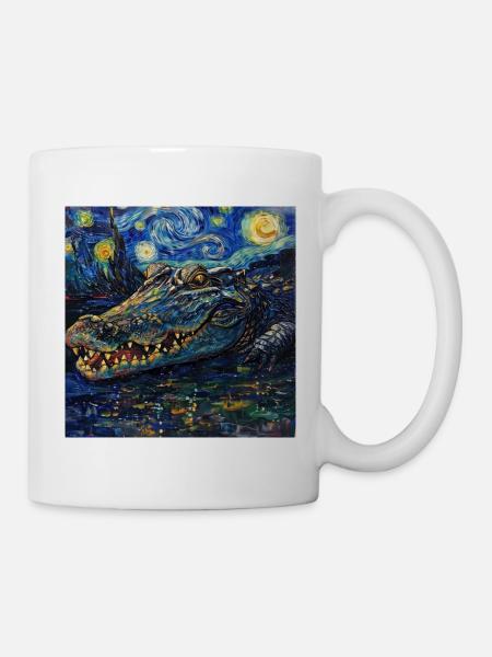 krokodile, alligator, Van Gogh, Geschenk - Tasse - Weiß
