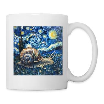 schnecke, garten, Van Gogh, Geschenk - Tasse - Weiß - Rechts