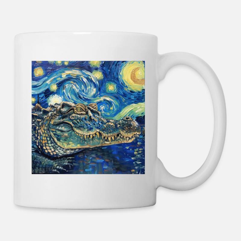 krokodile, alligator, Van Gogh, Geschenk - Tasse - Weiß