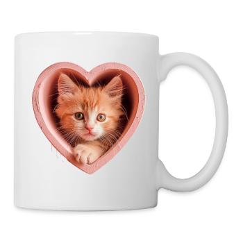 Chaton dans un coeur - Mug blanc - blanc - Droite