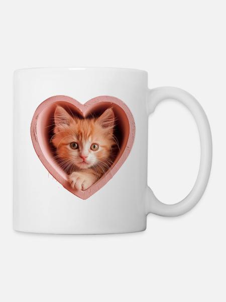 Chaton dans un coeur - Mug blanc - blanc