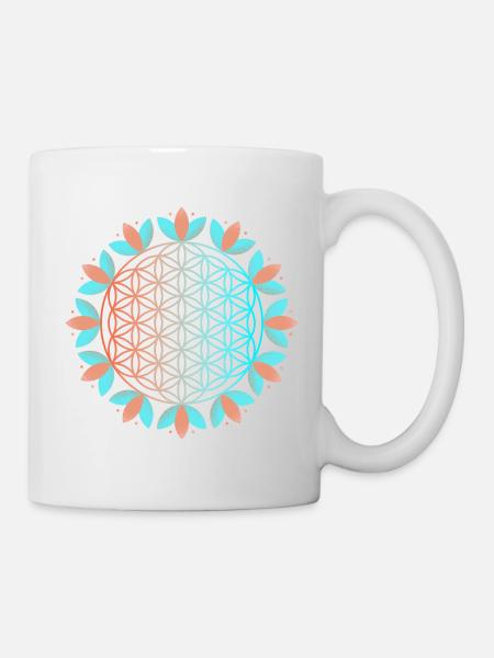 Blühende Lebensblume - Tasse - Weiß