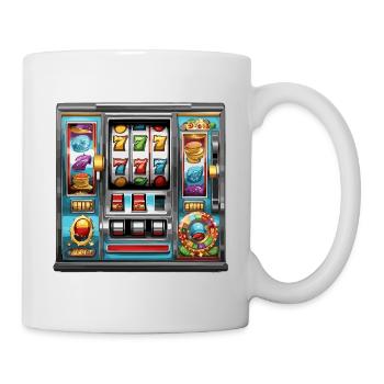Spielautomat / Einarmiger Bandit / Casino / Gewinn - Tasse - Weiß - Rechts
